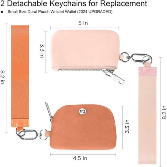 Mini Zip Around Dual Pouch Wristlet With 2 Straps Amber Light Orange - Picture 2 of 6